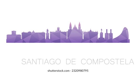 Santiago de Compostela, A Coruña, Spain Low Poly Skyline Clip Art City Design. Geometric Polygon Graphic Horizon Icon. Vector Illustration Symbol.