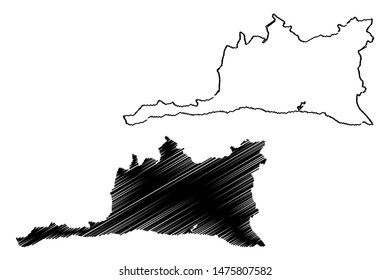 Santiago de Cuba Province (Republic of Cuba, Provinces of Cuba) map vector illustration, scribble sketch Santiago de Cuba map