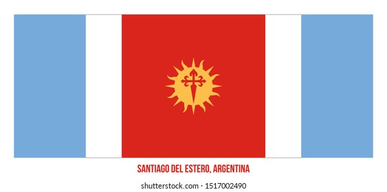 Santiago Del Estero Flag Vector Illustration on White Background. Flag of Argentina Provinces.