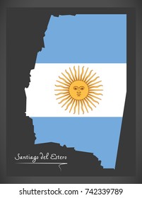 Santiago del Estero map of Argentina with Argentinian national flag illustration