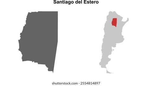 Santiago del Estero province blank outline map set