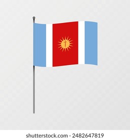 Santiago del Estero region flag on flagpole. Vector illustration.