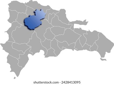 SANTIAGO DEPARTMENT MAP STATE OF Dominican Republic 3D ISOMETRIC MAP