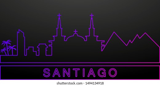 Santiago detailed skyline nolan icon. Elements of cities set. Simple icon for websites, web design, mobile app, info graphics