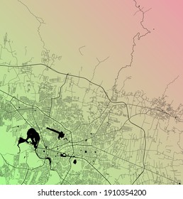 Santiago, Dominican Republic (DOM) - Urban vector city map with parks, rail and roads, highways, minimalist town plan design poster, city center, downtown, transit network, gradient blueprint