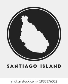 Santiago Island icon. Round logo with border map and title. Stylish Santiago Island badge with map. Vector illustration.