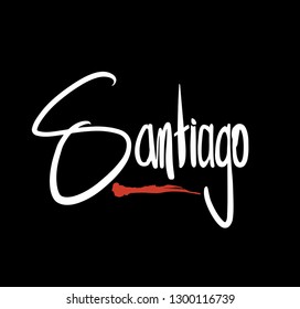 Santiago male name vector lettering hadmade typography font.