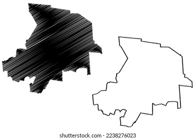 Santiago Maravatio municipality (Free and Sovereign State of Guanajuato, Mexico, United Mexican States) map vector illustration, scribble sketch Santiago Maravatío map