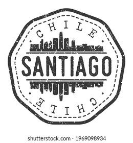 Santiago, Metropolitan Region, Chile Stamp Skyline Postmark. Silhouette Postal Passport. City Round Vector Icon. Vintage Postage Design.