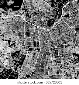 Santiago One Color Map, Vector Outline Version, ready for color change, Artprint