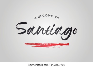 Santiago Welcome To Word Text with Creative Handwritten Font Design Vector Illustration. - Vector