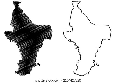 Santo Amaro municipality (Bahia state, Municipalities of Brazil, Federative Republic of Brazil) map vector illustration, scribble sketch Santo Amaro da Purificacao map