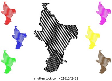 Santo Amaro municipality (Bahia state, Municipalities of Brazil, Federative Republic of Brazil) map vector illustration, scribble sketch Santo Amaro da Purificacao map