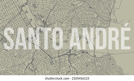 Santo Andre map city poster, horizontal background vector map with opacity title. Municipality area street map. Widescreen Brazilian skyline panorama.