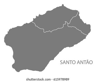 Santo Antao Cape Verde municipality map grey illustration silhouette