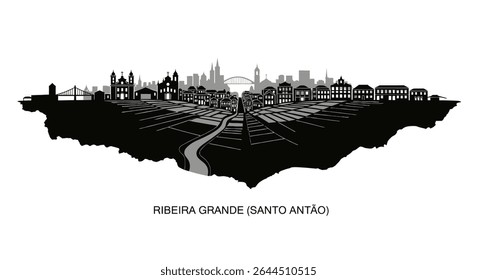 Santo Anto with Cape Verde City Silhouette.