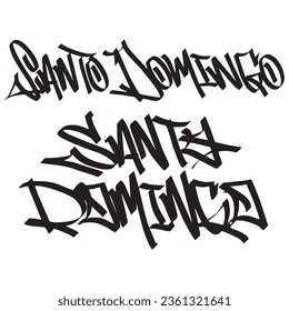 santo domingo capital city name of dominican republic country digital graffiti art handstyle painting chisel tags one liner color black vector illustration signature symbol