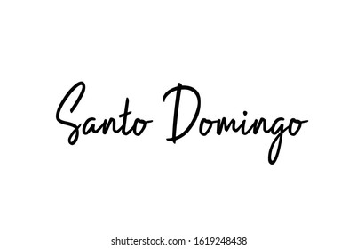 Santo Domingo capital word city typography hand written text modern calligraphy lettering. Can be used for a sticker, logo or branding 