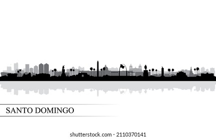 Santo Domingo city skyline silhouette background, vector illustration