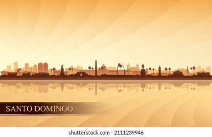 Santo Domingo city skyline silhouette background, vector illustration