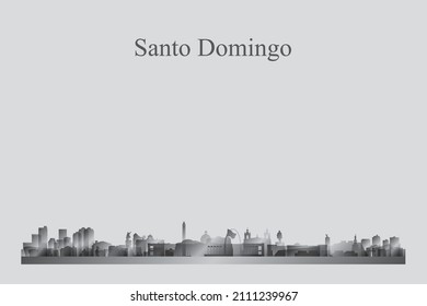 Santo Domingo city skyline silhouette in a grayscale vector illustration