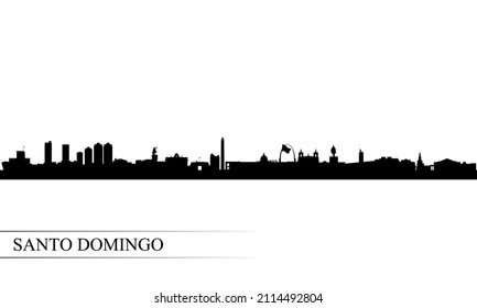 Santo Domingo city skyline silhouette background, vector illustration