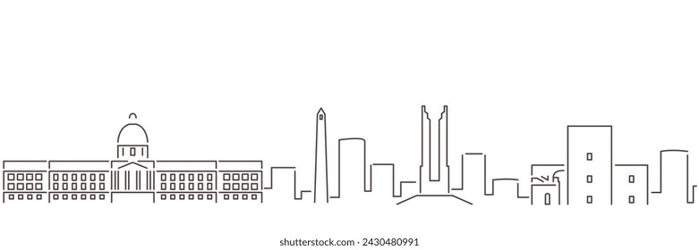 Santo Domingo Dark Line Simple Minimalist Skyline With White Background