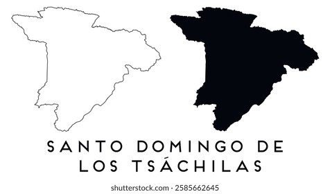 Santo Domingo de los Tsachilas map outline and black silhouette vector