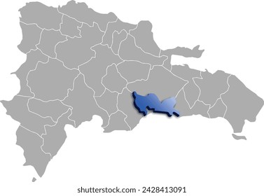 SANTO DOMINGO DEPARTMENT MAP STATE OF Dominican Republic 3D ISOMETRIC MAP