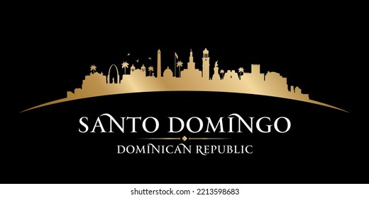 Silhouette de perfil urbano de Santo Domingo República Dominicana. Ilustración de vectores