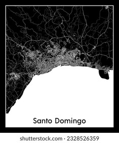 Santo Domingo Dominican Republic North America City map black white vector illustration