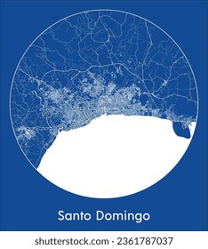 Santo Domingo Dominican Republic North America City Map blue print round Circle vector illustration