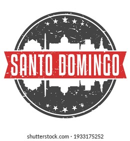 Santo Domingo, Dominican Republic Round Travel Stamp. Icon Skyline City Design. Seal Tourism Vector Badge Illustration.