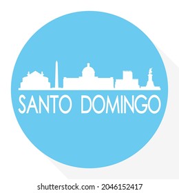 Santo Domingo, Dominican Republic Round Button City Skyline Design. Silhouette Stamp Vector Travel Tourism.