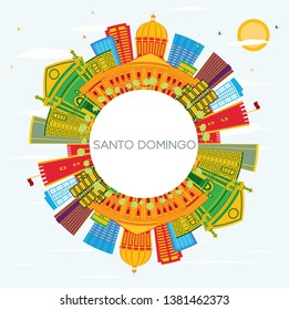 Santo Domingo Dominican Republic Skyline with Color Buildings, Blue Sky and Copy Space. Vector Illustration. Tourism Concept with Modern Architecture. Santo Domingo Cityscape with Landmarks.