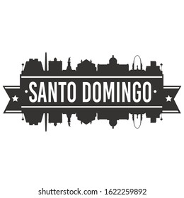 Santo Domingo Dominican Republic Skyline. Banner Vector Design Silhouette Art. Cityscape Travel Monuments.