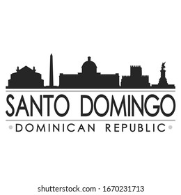 Santo Domingo, Dominican Republic Skyline Silhouette City. Cityscape Design Vector. Famous Monuments Tourism.