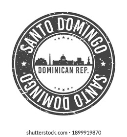 Santo Domingo, Dominican Republic Skyline Stamp. Round Postmark Icon City Design. Seal Vector Landmark Travel Badge.