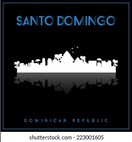 Santo Domingo, Dominican Republic skyline silhouette vector design on parliament blue and black background. 