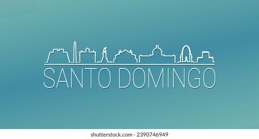 Santo Domingo, Dominican Republic Skyline Linear Design. Flat City Illustration Minimal Clip Art. Background Gradient Travel Vector Icon.