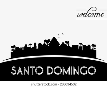 Santo Domingo, Dominican Republic skyline silhouette black vector design on white background.