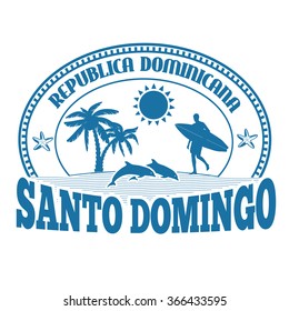 Santo Domingo, Dominican Republic, stamp or label on white background, vector illustration