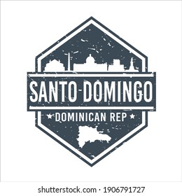 Santo Domingo, Dominican Republic Travel Stamp Icon. Skyline City Design Tourism Diamond. Vector Illustration Grunge Clip art Badge.