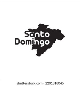 Mapa de Santo Domingo Ecuador y diseño de letras negras sobre fondo blanco