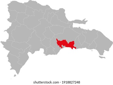 La provincia de Santo Domingo aisló el mapa de la república dominicana. Fondo gris. Conceptos y antecedentes empresariales.