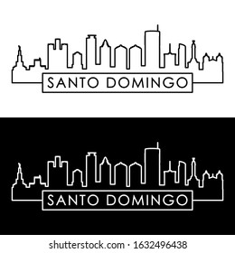 Santo Domingo skyline. Linear style. Editable vector file.