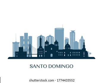 Santo Domingo skyline, monochrome silhouette. Vector illustration.