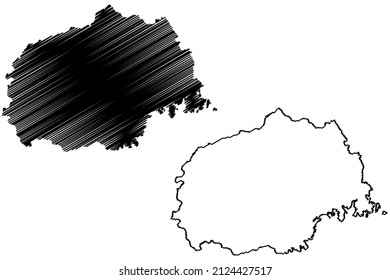 Santo Estevao municipality (Bahia state, Municipalities of Brazil, Federative Republic of Brazil) map vector illustration, scribble sketch Santo Estevao map