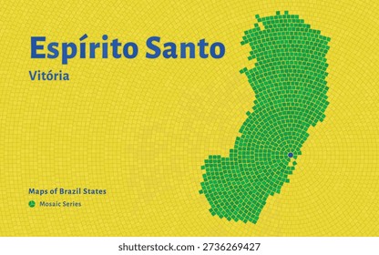 Espírito Santo Map in Mosaic Pattern with Capital Vitória