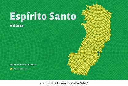 Espírito Santo Map in Mosaic Pattern with Capital Vitória